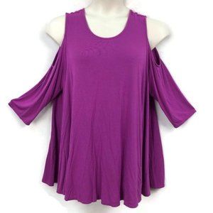 Chelsea & Theodore 1X Pink Cold Shoulder Tunic Top